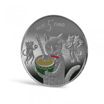 Monētas "Pasaku monēta I. Pieci kaķi" foto avers un revers